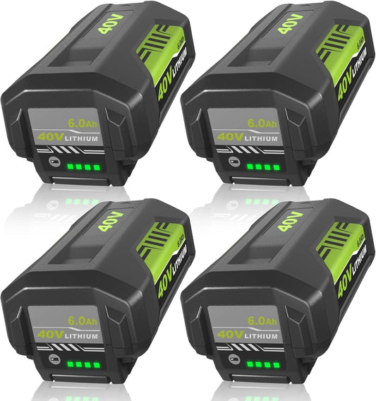 4Pack 6.0Ah OP40602 Replacement for Ryobi 40V Lithium Battery OP4060A1 OP40601 OP4075A OP4050A with LED Indicator