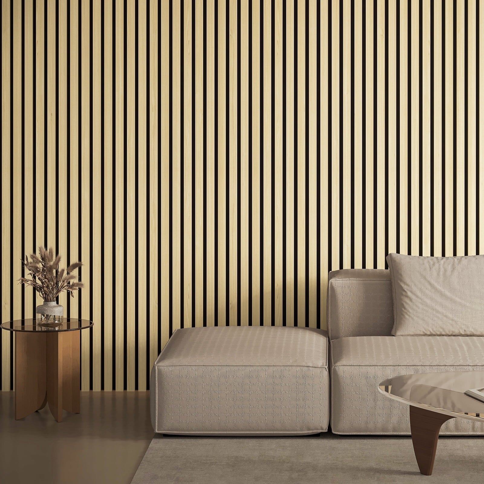 4 Pzas de Paneles de Pared AcÃºsticos de Listones de Madera de 24" x 12" para DecoraciÃ³n Moderna de Paredes Interiores, Paneles de Pared de Madera con Acento de MDF, 8 Pies Cuadrados, Roble