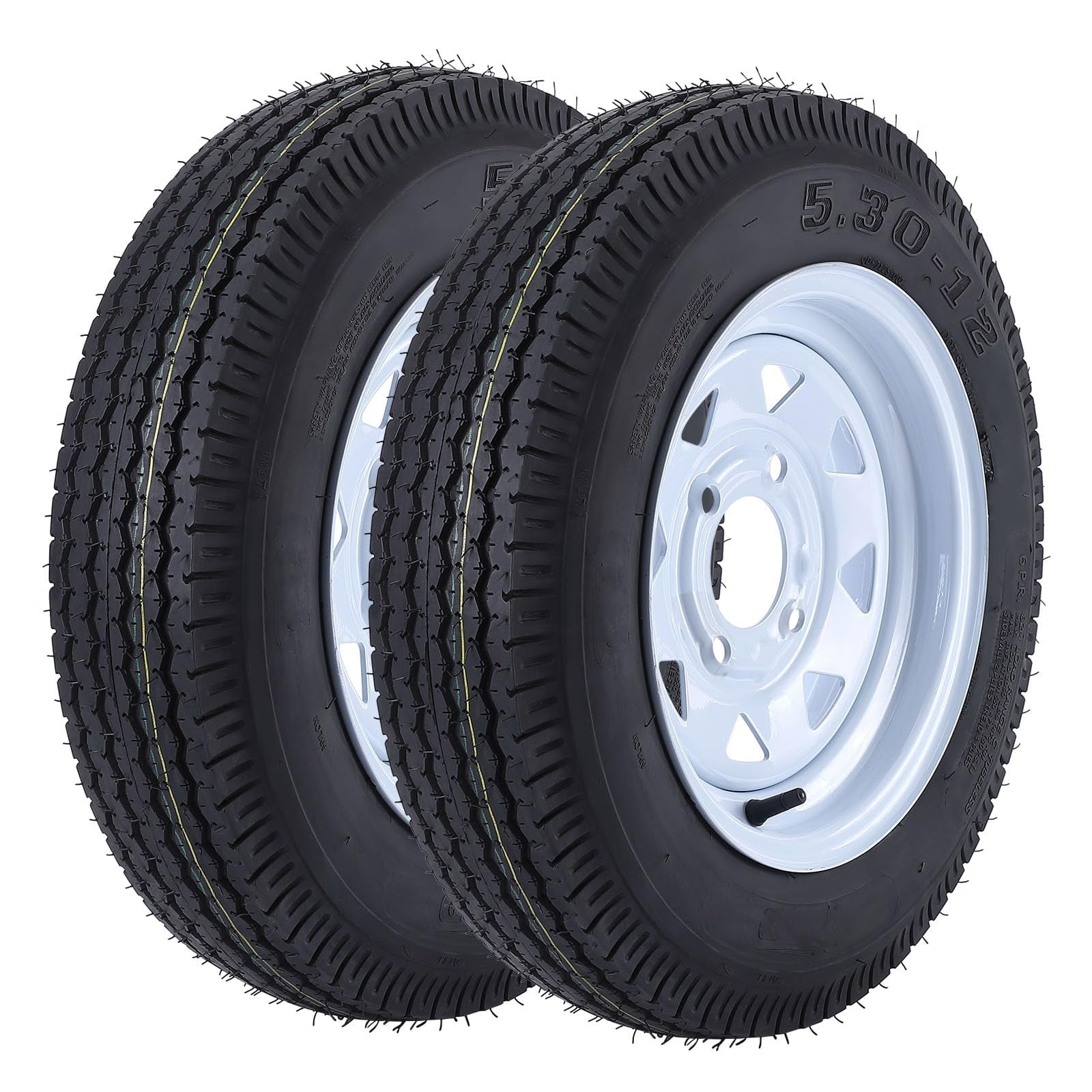 5.30-12 5.30x12 530-12 5.30-12 Trailer Tires with 12" Rims, 4 Lug on 4", Load Range C, 6PR