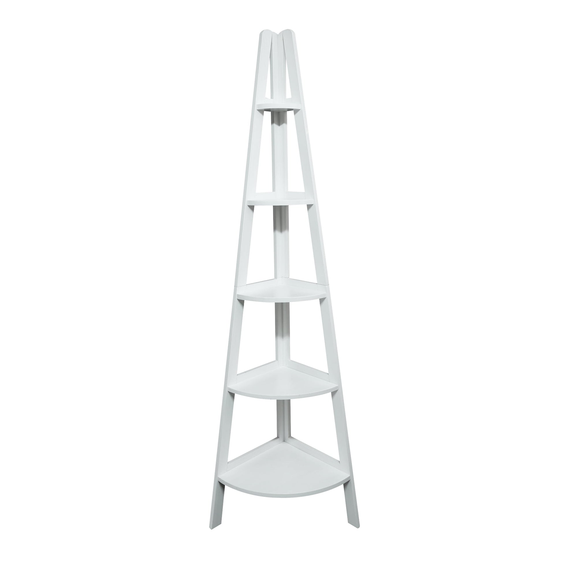 5-Shelf Corner Ladder Bookcase - White