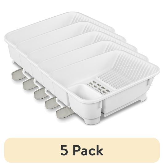 (5 pack) Mainstays Kitchen Sink Organizer Set with Self-Draining Caddy, Soap Dispenser, Sponge Holder and Retractable Spout for Sink Storage, White