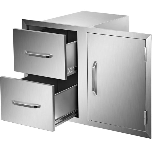 VEVOR 35.4 x 23.6 x 24.4-IN BBQ Drawers Built-In Grill Cabinet Single Door and Double Drawer Combination CTG36X28X41000001V0