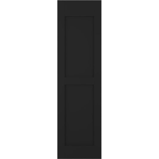 Ekena Millwork 18-in W x 54-in H Black Paintable/Stainable Flat panel Wood Exterior Shutters ( 2 -Pack )