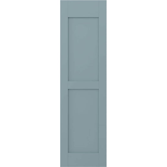 Ekena Millwork 12-in W x 65-in H Peaceful Blue Paintable/Stainable Flat panel Wood Exterior Shutters ( 2 -Pack )