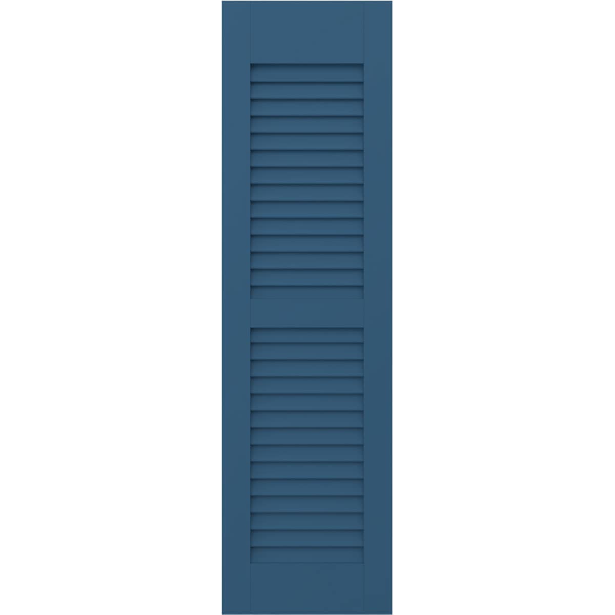 Ekena Millwork 15-in W x 77-in H Sojourn Blue Paintable/Stainable Louvered Wood Exterior Shutters ( 2 -Pack )