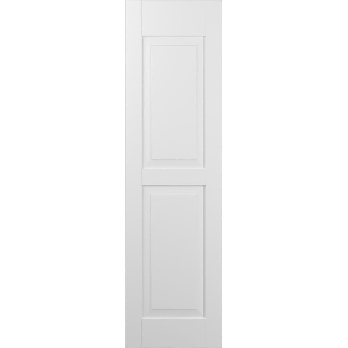 Ekena Millwork 18-in W x 63-in H White Paintable/Stainable Raised panel Wood Exterior Shutters ( 2 -Pack )