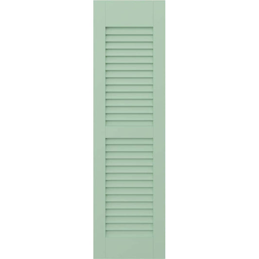 Ekena Millwork 12-in W x 64-in H Seaglass Paintable/Stainable Louvered Wood Exterior Shutters ( 2 -Pack )