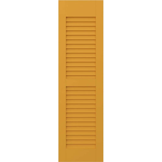 Ekena Millwork 15-in W x 75-in H Turmeric Paintable/Stainable Louvered Wood Exterior Shutters ( 2 -Pack )