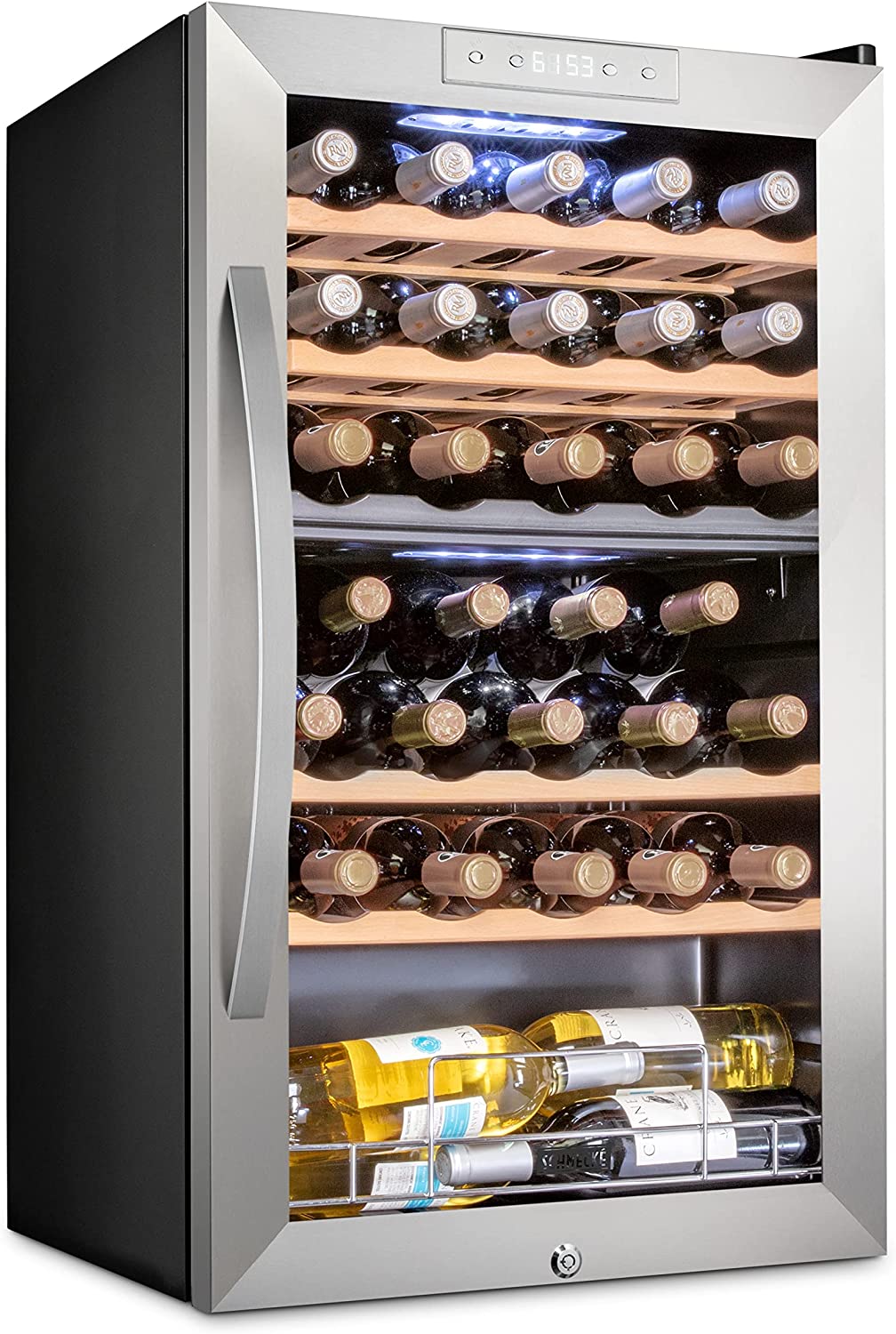 Schmecke 19.4-in W 33 -Bottles Stainless Steel Dual Zone Cooling Freestanding Indoor Wine Cooler