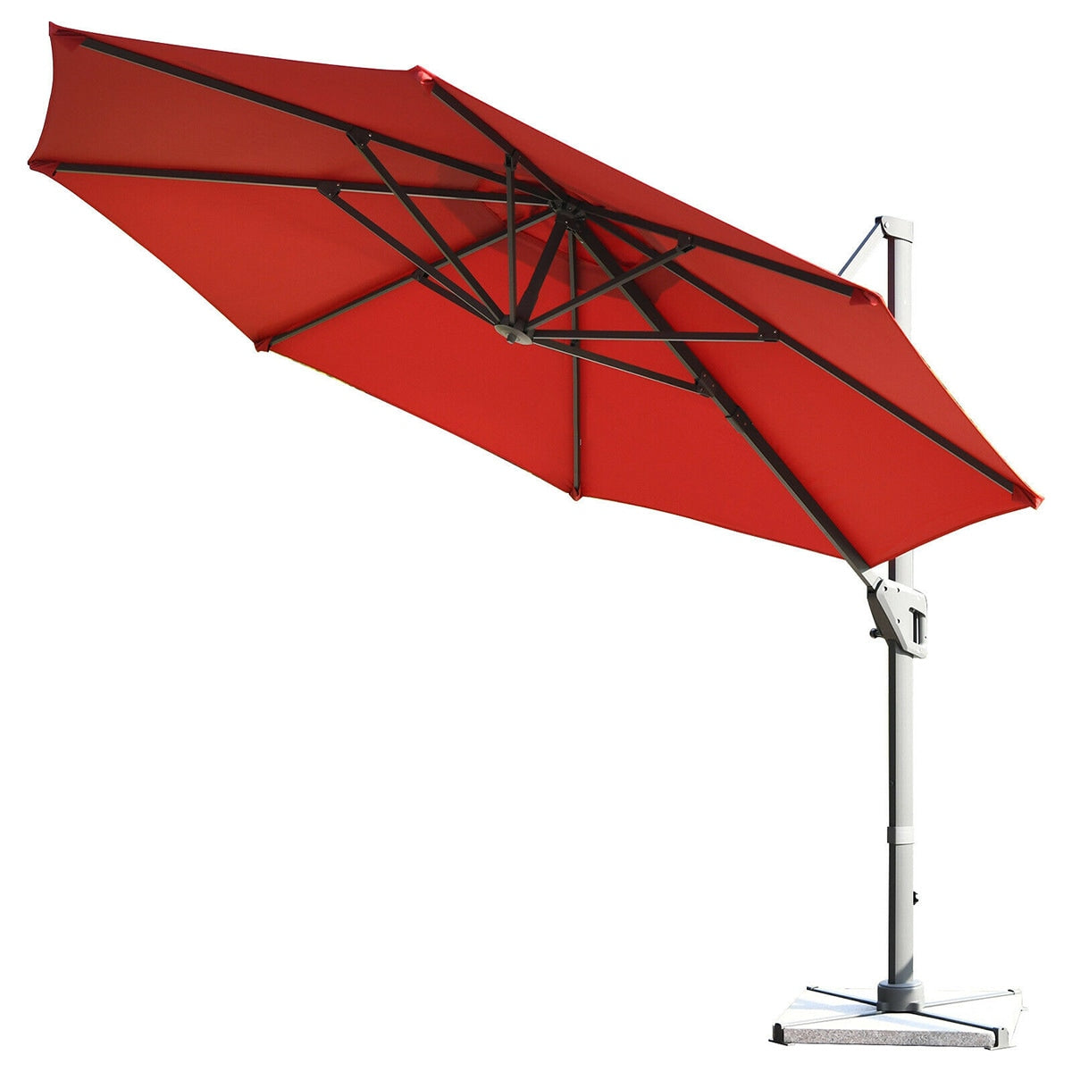 WELLFOR 11-ft Aluminum Crank Cantilever Patio Umbrella