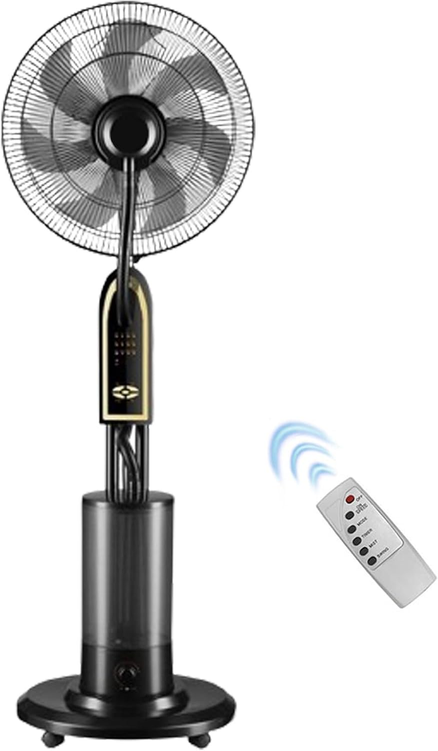 16 In Misting Fan With Remote Control - 90 Degree Oscillation Mister Fan - 3 Cooling Speeds Floor Fan - Easy To Install - Tower Fan With 4L Capacity Tank - For Office Outdoor Camping Bedroom(7-blade)
