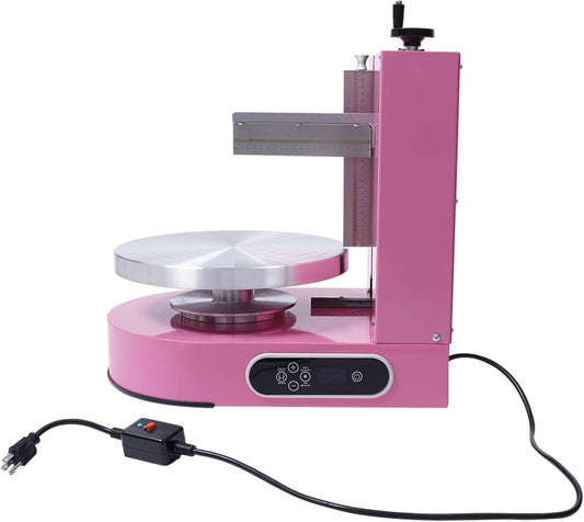 Cake Icing Machine 200W Automatic Cake Frosting Machine with LCD Display, Professional Cake Decorating Machine Cake Turntable for 4-12 Inch Cakes, for Cake Dessert Food Shops 60-320rpm (Pink)