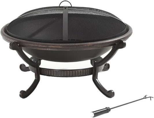 Bowery Hill Steel Metal Oversized Bowl Firepit in Black/Copper