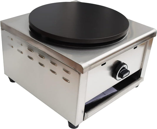 Commercial Single Burner Crepe Making Machine, LP Gas Nonstick Pancake Maker 15.74inch Griddle for Blintzes Tortilla Pancakes Eggs Bacon 2800PA
