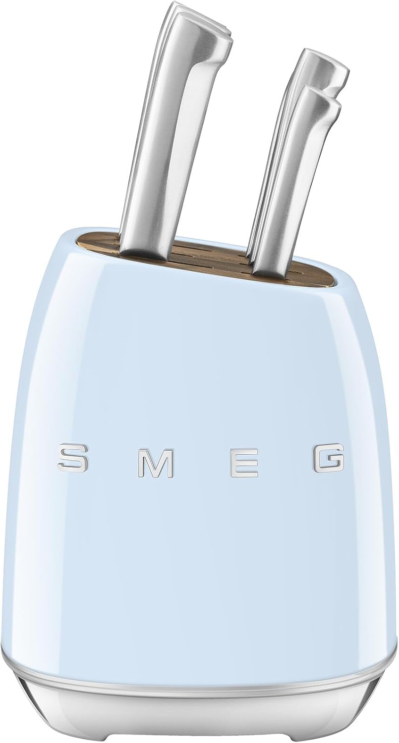 Smeg Pastel Blue Stainless Steel Knife Block Set