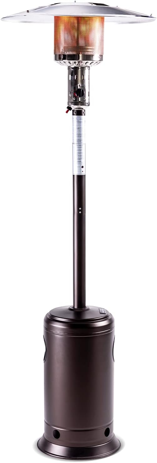 LEGACY HEATING 88 Inch Patio Heater, 47,000 BTU Standing Heater with Wheels, Stainless Steel Burner, Gas Propane Patio Heater for Outdoor Garden Use, Mocha, Powder Coated Finish