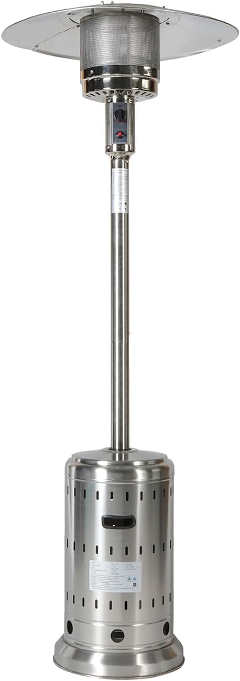 Outdoor 48,000 BTU Propane Patio Heater with Wheels and Cover, Stainless Steel Burner for Outdoor Use, Triple Protection System