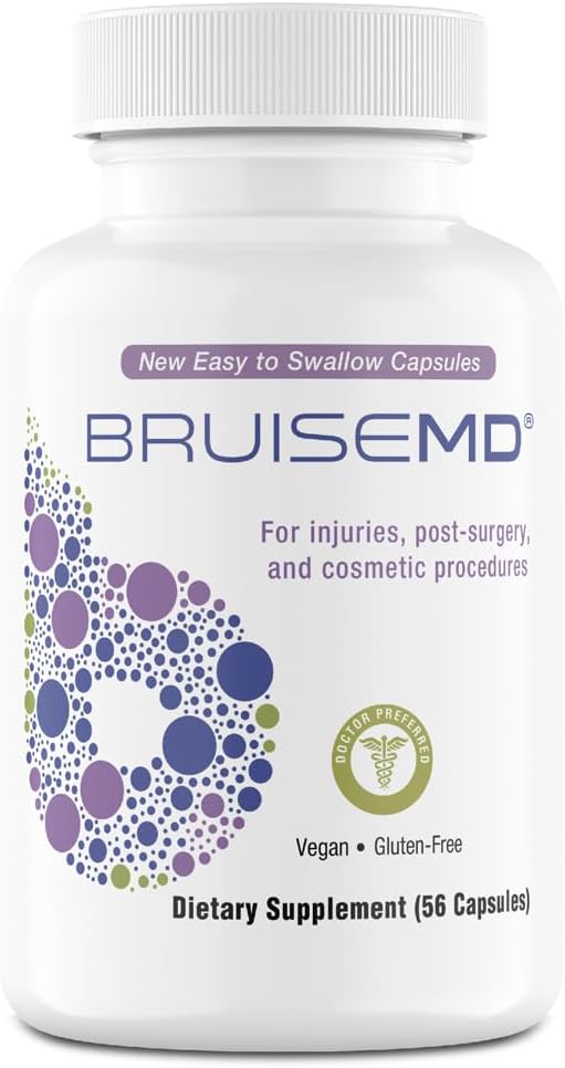 BruiseMD Arnica 1,000mg and Bromelain 500mg 2,400GDU\/g Supplement for Bruising and Swelling, Easy to Swallow Capsules (14-Day Supply) - Advanced Bruise Treatment Formula