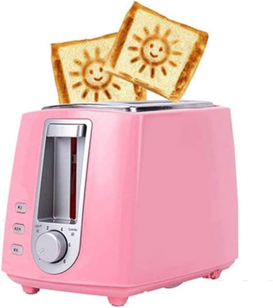 600W Small Bread Toaster Automatic Fast Heating Machine Breakfast Sandwich Baking Household Appliance (Color : Blue) (Pink)