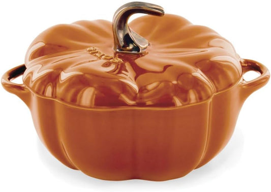 STAUB 0.5-qt Petite Ceramic, Oven & Stove Safe up to 572°F, Pumpkin Dish, Baking , Candy Dish, Burnt Orange