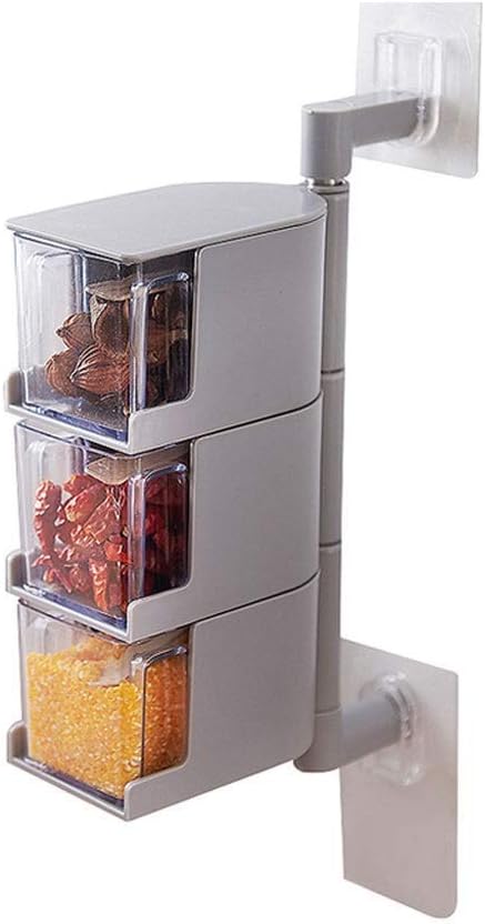 Seasoning Container Creative Seasoning Bottles cans Kitchen appliances Shelves Boxes no Holes Wall hangings Rotary Salt-Releasing