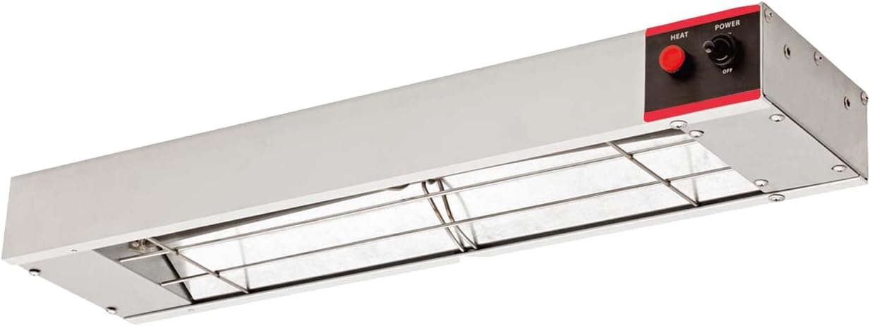 KOUDA 24'' Food Heat Lamp Overhead Food Warmer Commercial Infrared Strip Heater with Cord & Plug,120V,500 Watts (24 Inch), Silver