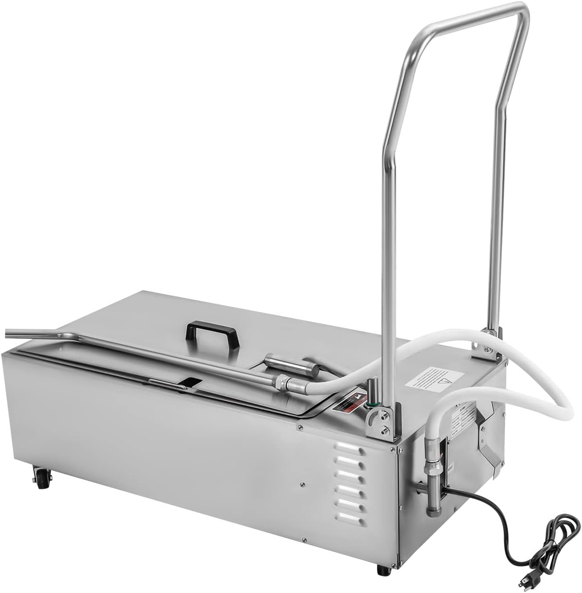 Mobile Fryer Filter, 55L/14.5 Gallon Capacity Foldable Oil Filtration System 110V 370W Commercial Fryer Filter Frying Cart Filtering Machine with Oil Hose for Restaurant