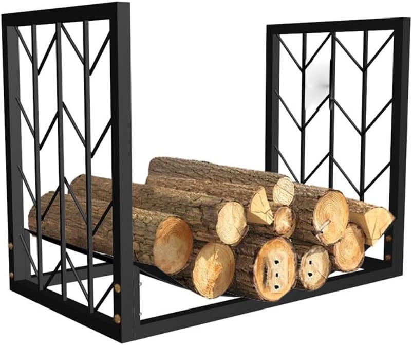 Heavy Duty Metal Log Store Firewood Rack for Indoor & Outdoor Use Wrought Iron Wood Rack with Firewood Carrier Wood Storage Rack