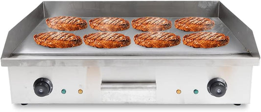 Electric Griddle Commercial Cooktop CounterTop Electric Griddle Flat Top Grill Temperature Adjustable for Home and Commercial Use