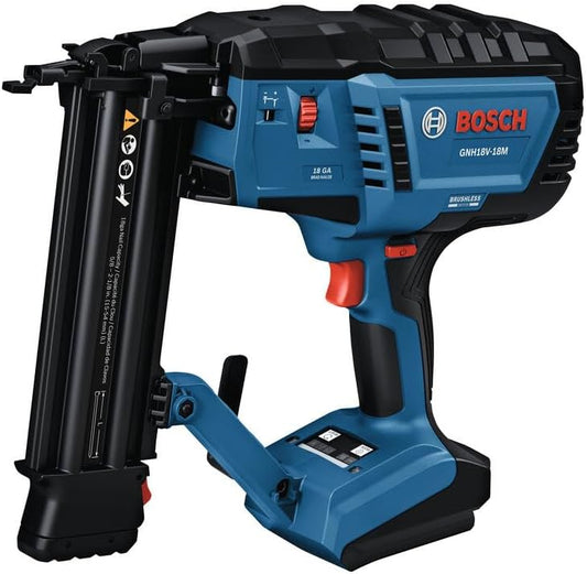 BOSCH GNH18V-18MN 18V Brushless 18-Gauge Brad Nailer - Cordless Power, Fastens up to 2,000 Nails per Charge, One-Handed Activation, Tool-Free Jam Clearing, Double LED Light (Bare Tool)