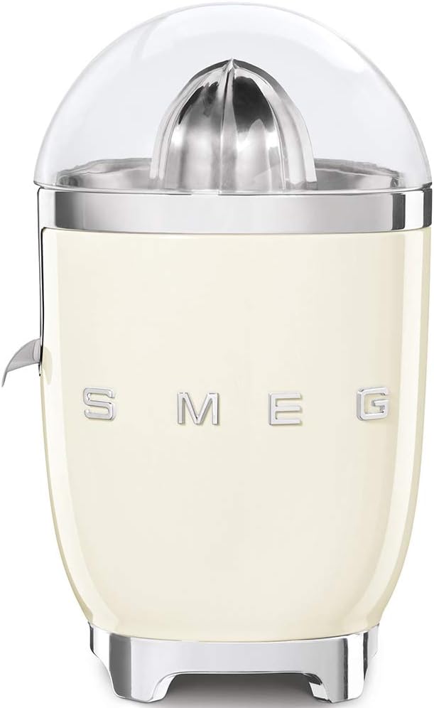 SMEG CJF11 Citrus Juicer – Retro Style Electric Juicer with Stainless Steel Reamer, Anti-Drip Spout & BPA-Free Dome Lid – Easy Clean, One-Touch Operation-Cream
