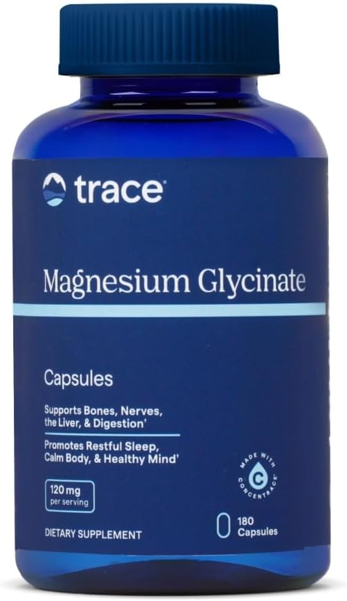 Trace Minerals Magnesium Glycinate 120mg - Bone Strength & Muscle Support - Magnesium Supplement to Aid Healthy Sleep Patterns & Relaxation - Support Nerve Function - 180 Capsules (180 Servings)