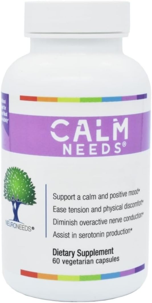 CalmNeeds® Promote Calm and Positive Mood - Formula Contains Vitamins B6, Magnesium, L-theanine, 5-HTP, and GABA, 60 Veggie Capsules