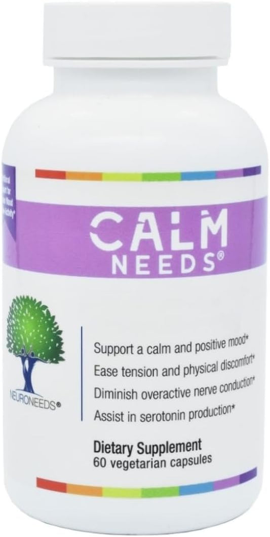 CalmNeeds® Promote Calm and Positive Mood - Formula Contains Vitamins B6, Magnesium, L-theanine, 5-HTP, and GABA, 60 Veggie Capsules