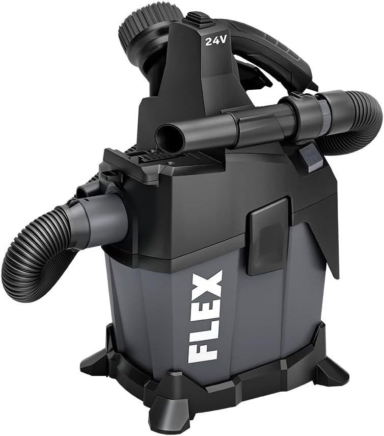 FLEX 24V Brushless 1.6 Gallon Wet\/Dry Tool Only Vacuum Cleaner, Grey