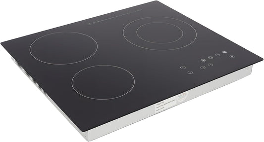DYNAMI 3 Burner Electric Cooktop with LED Display,Electric Ceramic Stove Top,Countertop/Built-in Stove with 9 Power Levels,Time and Temperature Adjustable,Waterproof and Oil-resistant,No Plug