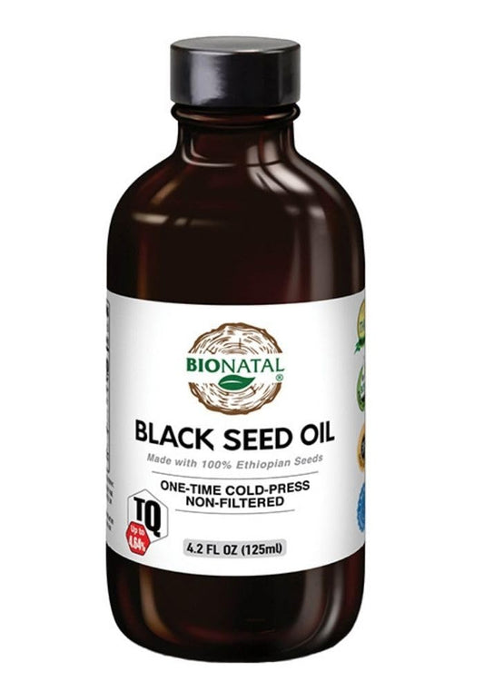 BioNatal Ethiopian Black Seed Oil 4.2oz Glass– Cold Pressed Nigella Sativa Producing Black Cumin Seed Oil, Unrefined & Non-Filtered, High TQ Up to 4.64% – Supports Immune System, Digestion & Joints