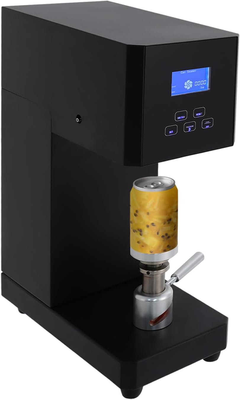 Can Sealing Machine,370W Commercial Benchtop Can Seamer,Semi-Automatic Tin Can PET & Aluminum Sealing Machine 4-6 Sec Seal Speed - LED Counter (Black)
