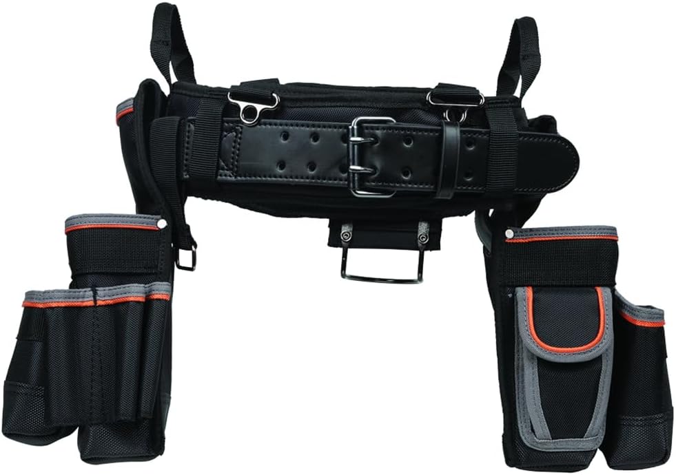 Klein Tools 55428 Tradesman Pro Electrician's Padded Tool Belt and Tool Pouch Combo for Long-wear Comfort and Durability Size Large
