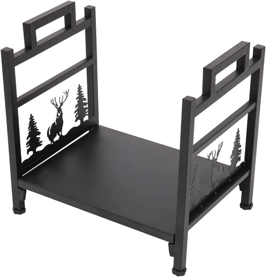 Outdoor Fireplace Firewood Rack Log Store Firewood Rack Wood Holders Firewood Outdoor Heavy Steel Tube Construction with Animal Pattern Wood Store(