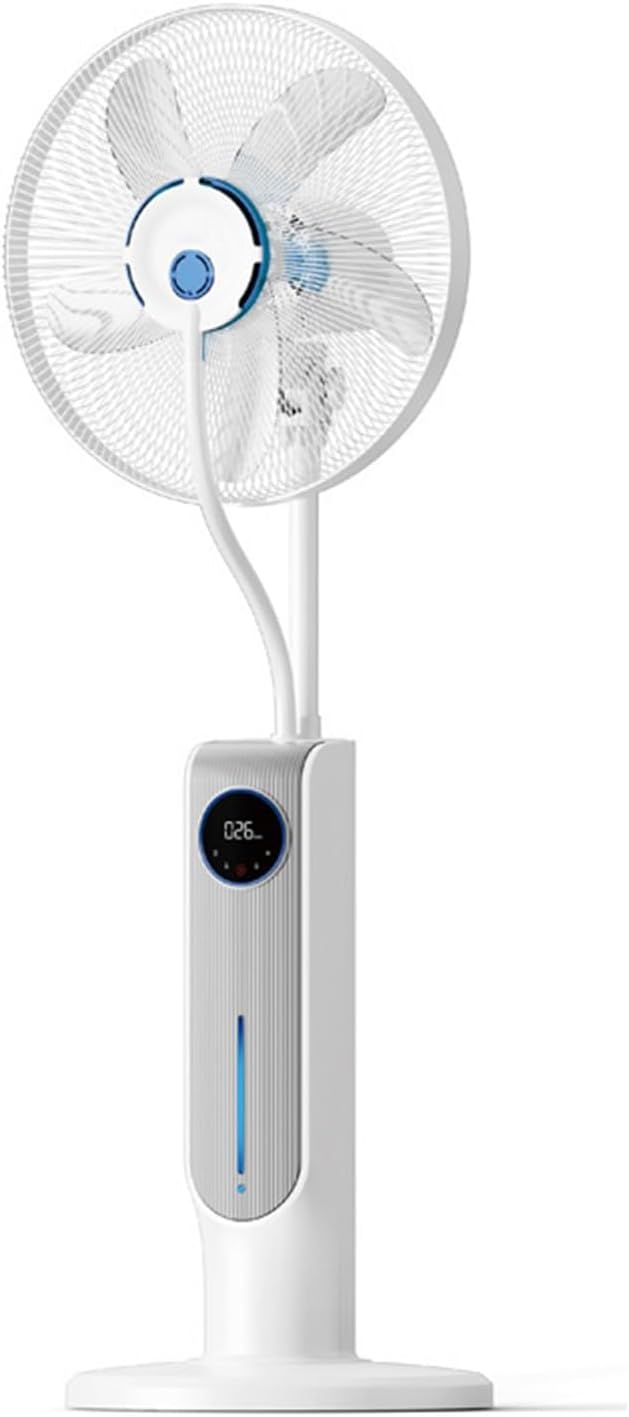 WNGJZZYC Pedestal Misting Fan with Remote Control, Outdoor Oscillating Fan, 33ft Air Supply, with 3 Speeds, Timer, for Bedroom, Living Room, Office(White)