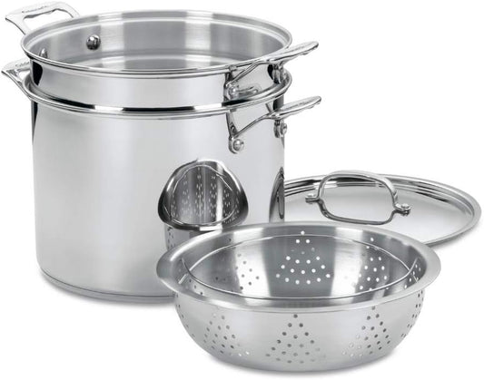 Cuisinart 4-Piece Cookware Set, 12 Quarts, Chef's Classic Stainless Steel Pasta\/Steamer, 77-412P1