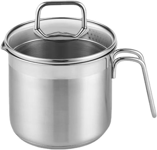 Stainless Steel Saucepan With Glass Lid, Sauce Pan, 2.5 Quart Cooking Pot, Perfect For Boiling Milk, Sauce, Gravies, Pasta, Noodles