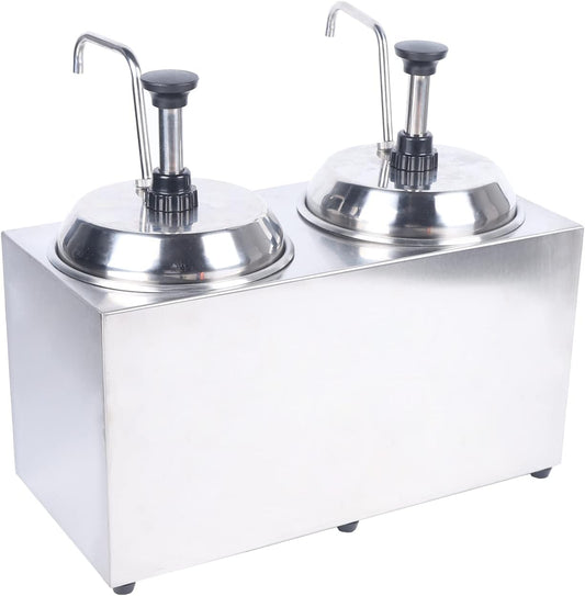 Hot Nacho Cheese Dispenser Warmer Machine, Electric Cheese Dispenser With 2 Pumps, 2 x 2L Commercial Hot Fudge Warmer, 86-230℉ Temp Adjustable Sauce Warmer