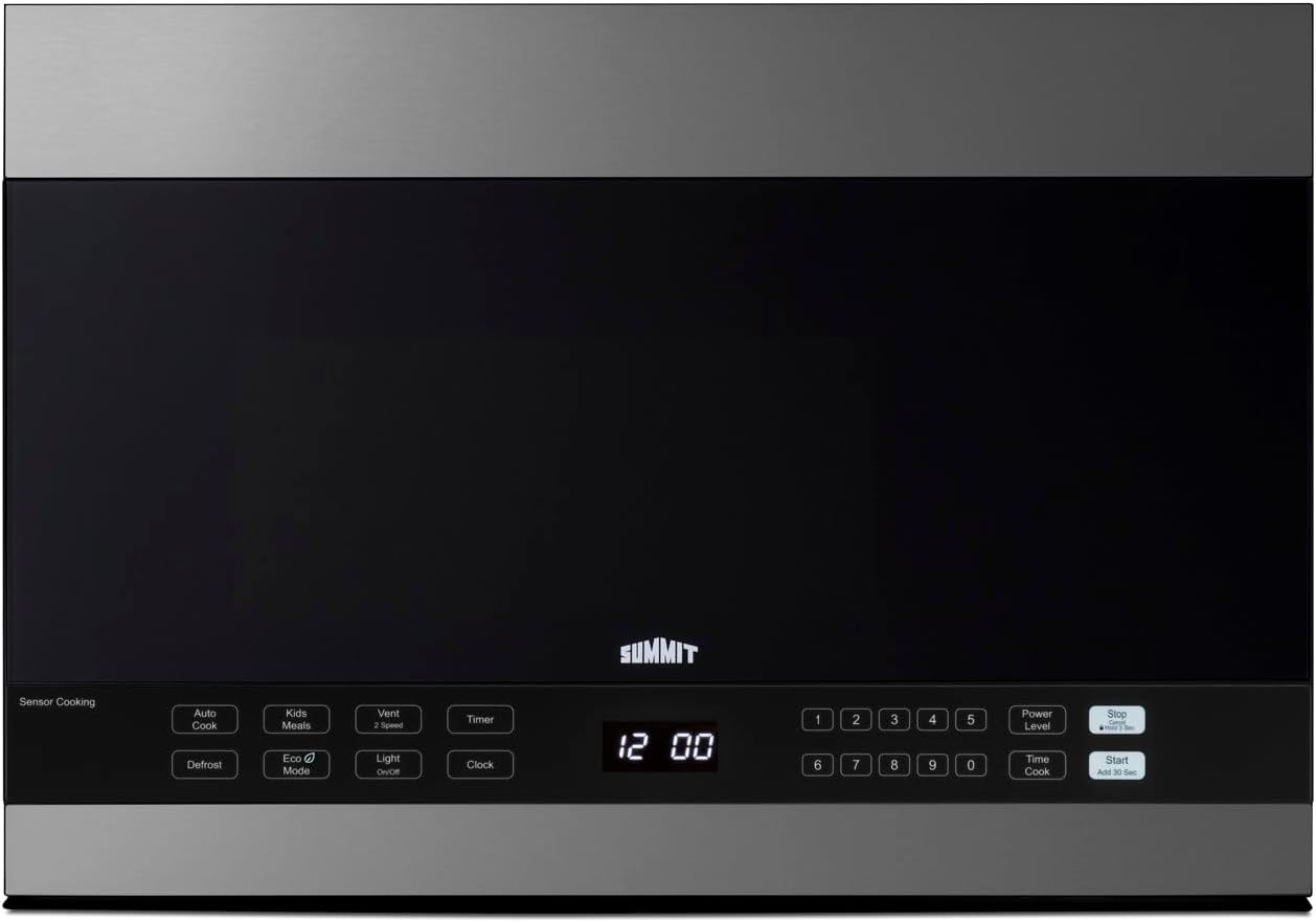 Summit 24\u201D Over The Range Microwave, 1.4. cu.ft. Capacity, Built-In Microwave, Stainless Steel & Black- MHOTR243SS