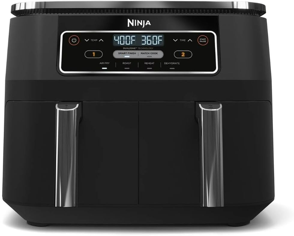 Ninja Foodi DualZone 8-Quart 2-Basket Air Fryer with DualZone Technology and 4 Cooking Modes\/Dove\/White (Black\/Gray)