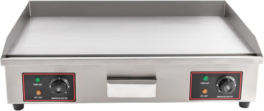 CNCEST Commercial Electric Countertop Flat Top Griddle, EG-820 3000W 110V Food grade Stainless Steel Commercial Commercial Electric Griddle, Adjustable Temperature Control 122-572℉