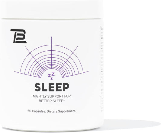 TB12 Sleep - Sleep Supplement with Magnesium, L-Theanine, Chamomile, GABA, and Melatonin to Fall Asleep Faster, Promote Relaxation, and Improve Sleep Quality. Stress and Mood Nightly Support