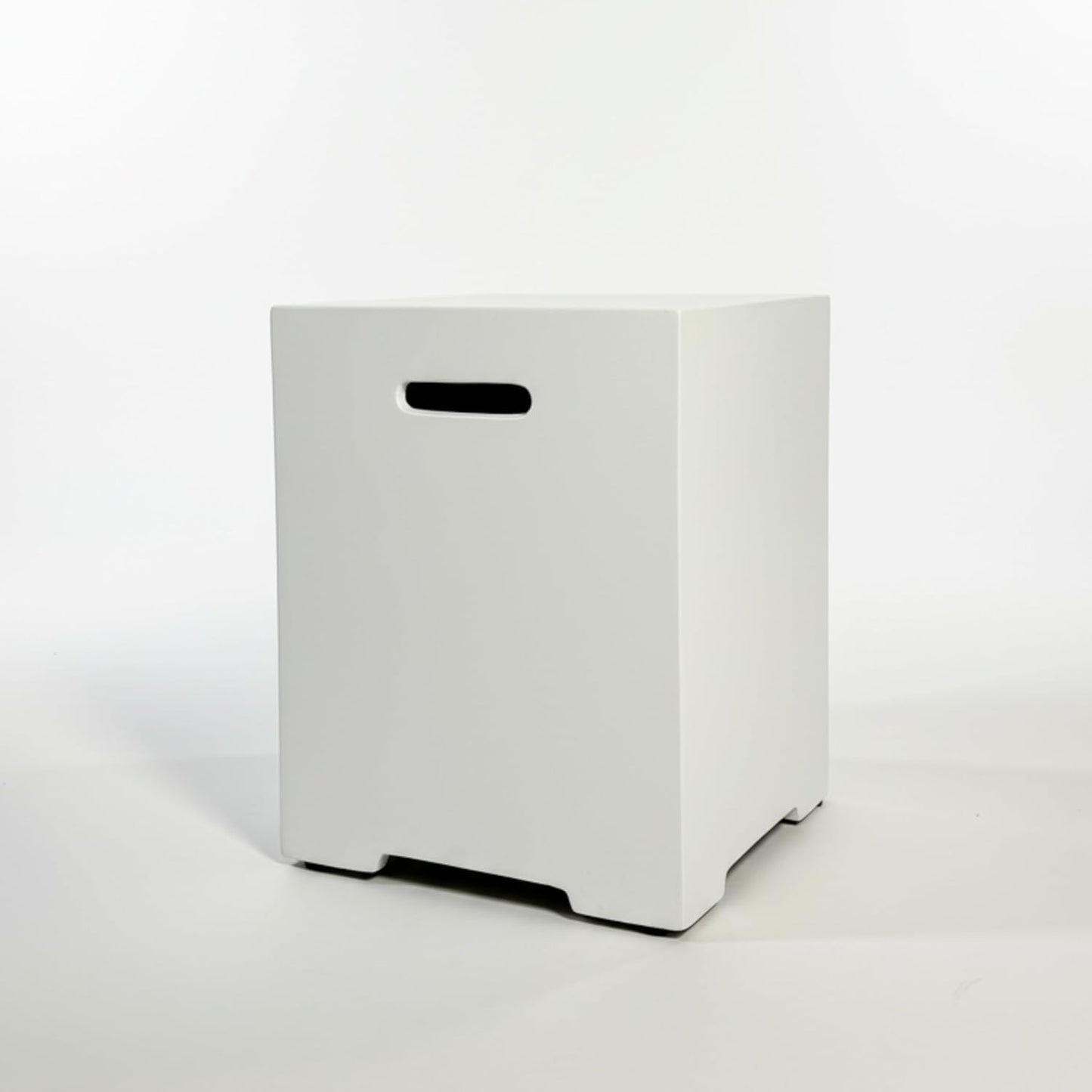 FammyLoft Propane Tank Cover Table for Fire Pits, 20 LB Concrete Propane Tank Holder with Side Handles, Outdoor Tank Storage Side Table for Patio, Gas Griddle, Ancient White