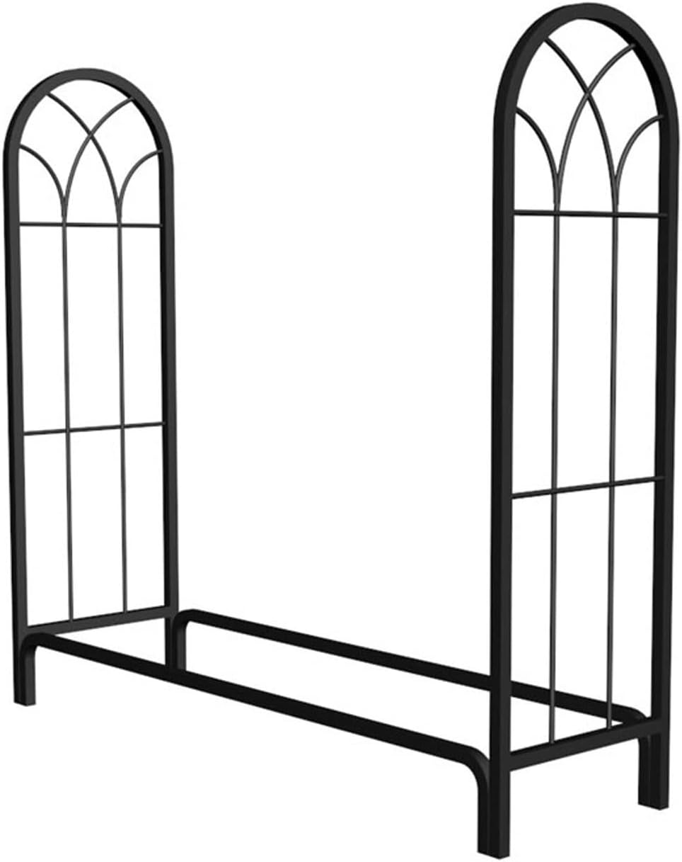 Large Firewood Fireplace Tool Holder Indoor and Outdoor Storage Rack Heavy Duty Wrought Iron Frame Fireplace Accessories Firewood Storage,